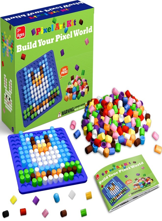 Bbiamsleep Pixel Art Kit for Kids, 500 Pcs 10 Colors Pixel Bricks Challenge Fine Motor Skills Game Educational Science Kits Learning Toys for Math Manipulatives Sensory Bin Sorting Counting Training - Image 1